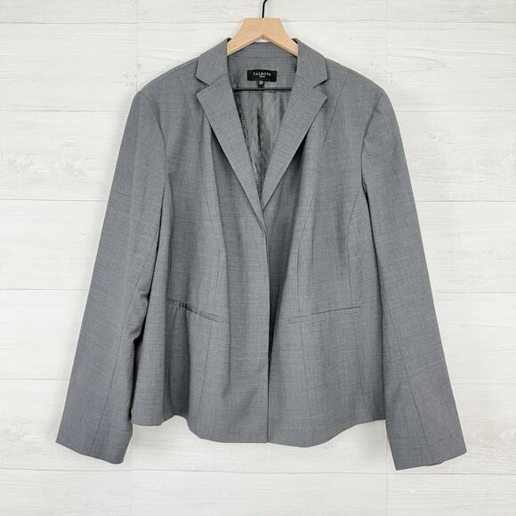 Talbots Jackets & Blazers - Talbots Womens Blazer Size 22W Gray Wool Blend Career Business Office Corporate